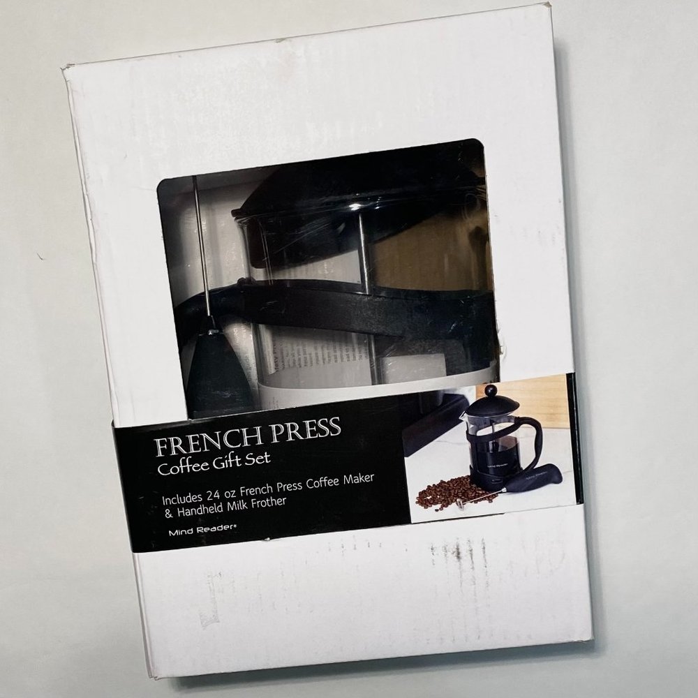 Mind Reader French Press Coffee Maker Gift Set 24 oz & Handheld Milk Frother